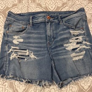 American Eagle Outfitters Ripped Jean Shorts - Blue